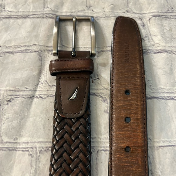 AID HANDCRAFTED GENUINE LEATHER MENS BROWN WOVEN BELT SIZE 38 - Picture 2 of 7